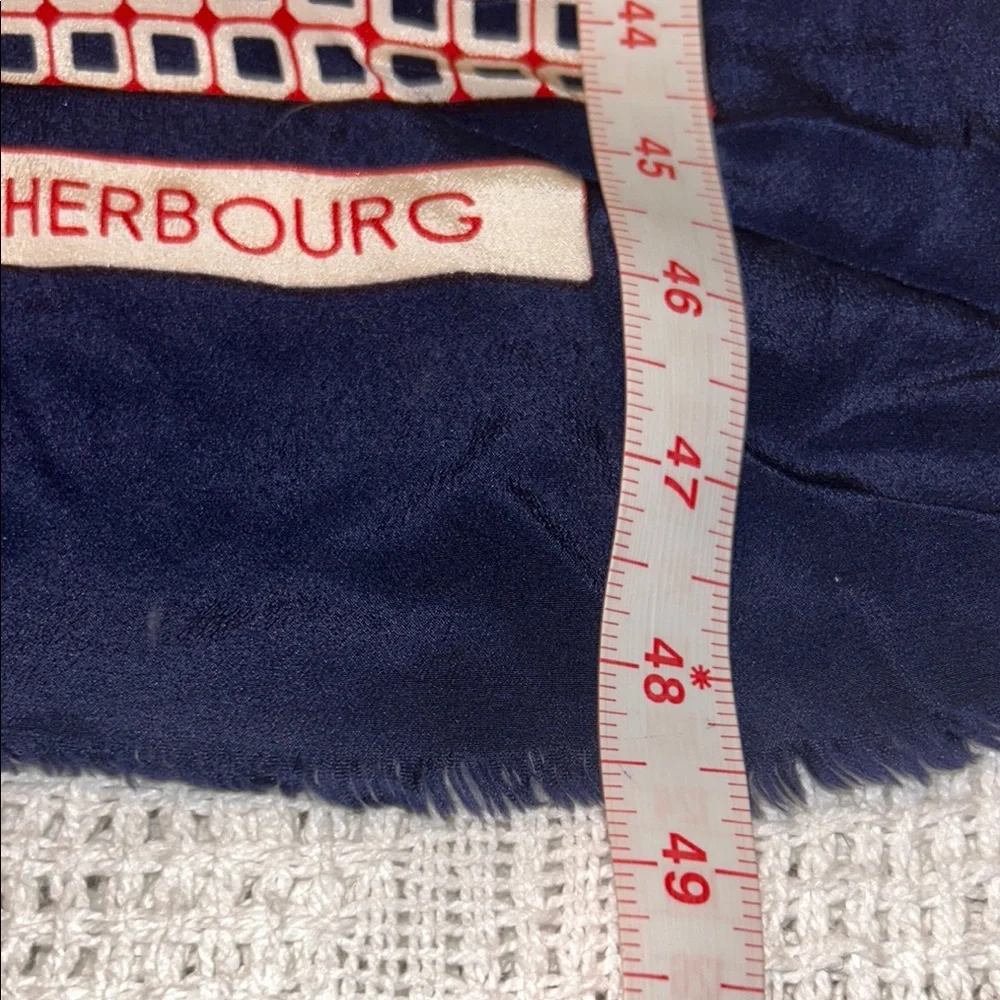 SILK Cherbourg Navy & Red Geometric Scarf French Scarf Retro Style French